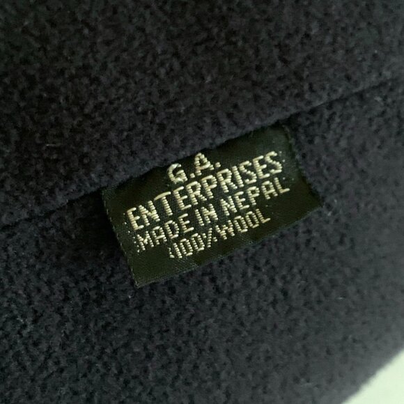 Nepal Wool Knit Winter Hat Toque Ear Flap Navy White Cottage Grandma Fisherman - Picture 9 of 15